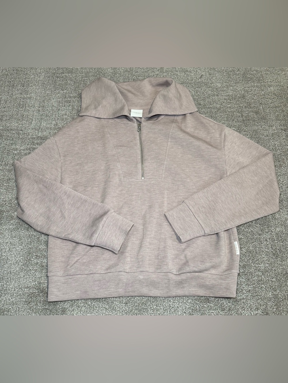 Varley Hawley Half Zip Sweatshirt Taupe Marl DoubleSoft Knit